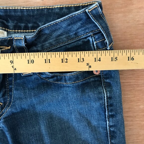 True Religion World Tour Skinny Jeans Women 27 Blue Mid Rise Flip Pocket Denim 1 - Picture 11 of 13